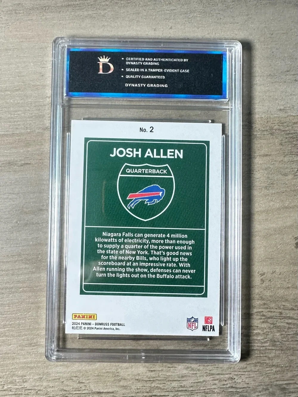 Josh Allen Gem Mint 10 2024 Panini Downtown #2 Novelty Football Card.